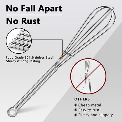 Mini Whisks, Small Whisk Bulk 304 Stainless Steel 6 Pieces, 5 Inch Tiny Whisk for Whisking, Beating Eggs, Mixing Sauces, Blending Ingredients
