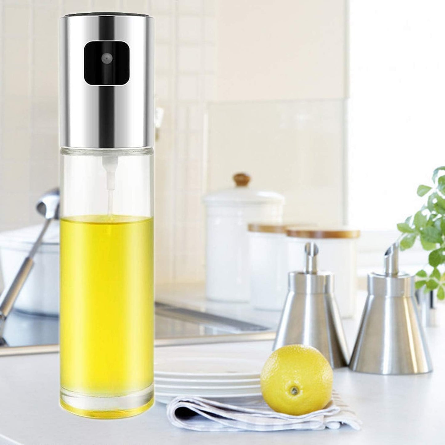 Oil Sprayer for Cooking, Olive Oil Sprayspray Bottle, 100Ml Salad Cooking Oil Dispenser, Glass Olive Spray Mister Used for Salad Making/Grilling/Kitchen Baking/Frying