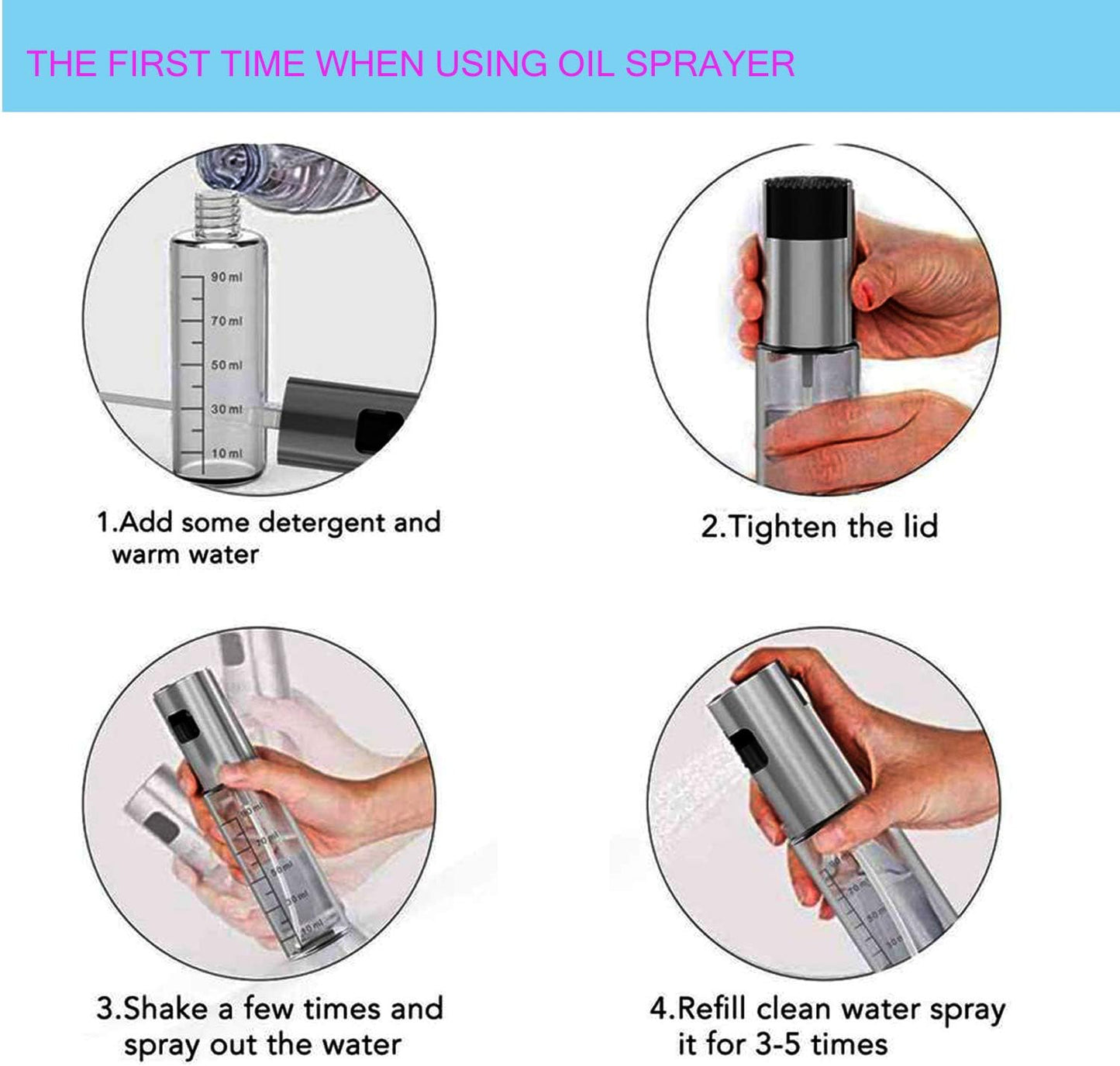Oil Sprayer for Cooking, Olive Oil Sprayspray Bottle, 100Ml Salad Cooking Oil Dispenser, Glass Olive Spray Mister Used for Salad Making/Grilling/Kitchen Baking/Frying