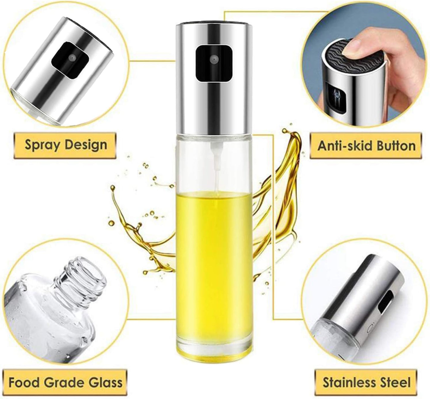 Oil Sprayer for Cooking, Olive Oil Sprayspray Bottle, 100Ml Salad Cooking Oil Dispenser, Glass Olive Spray Mister Used for Salad Making/Grilling/Kitchen Baking/Frying