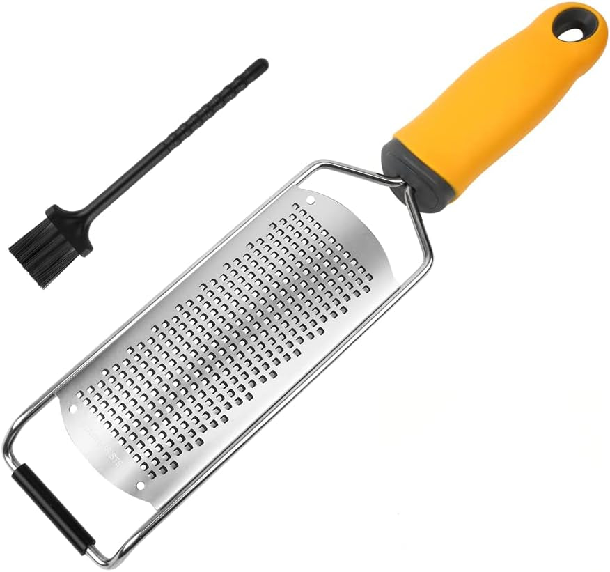 Pro Zester Grater, Lemon Parmesan Zester, Chocolate, with Razor-Sharp Stainless Steel Blade, Protective Cover and Cleaning Brush, Dishwasher Safe, by