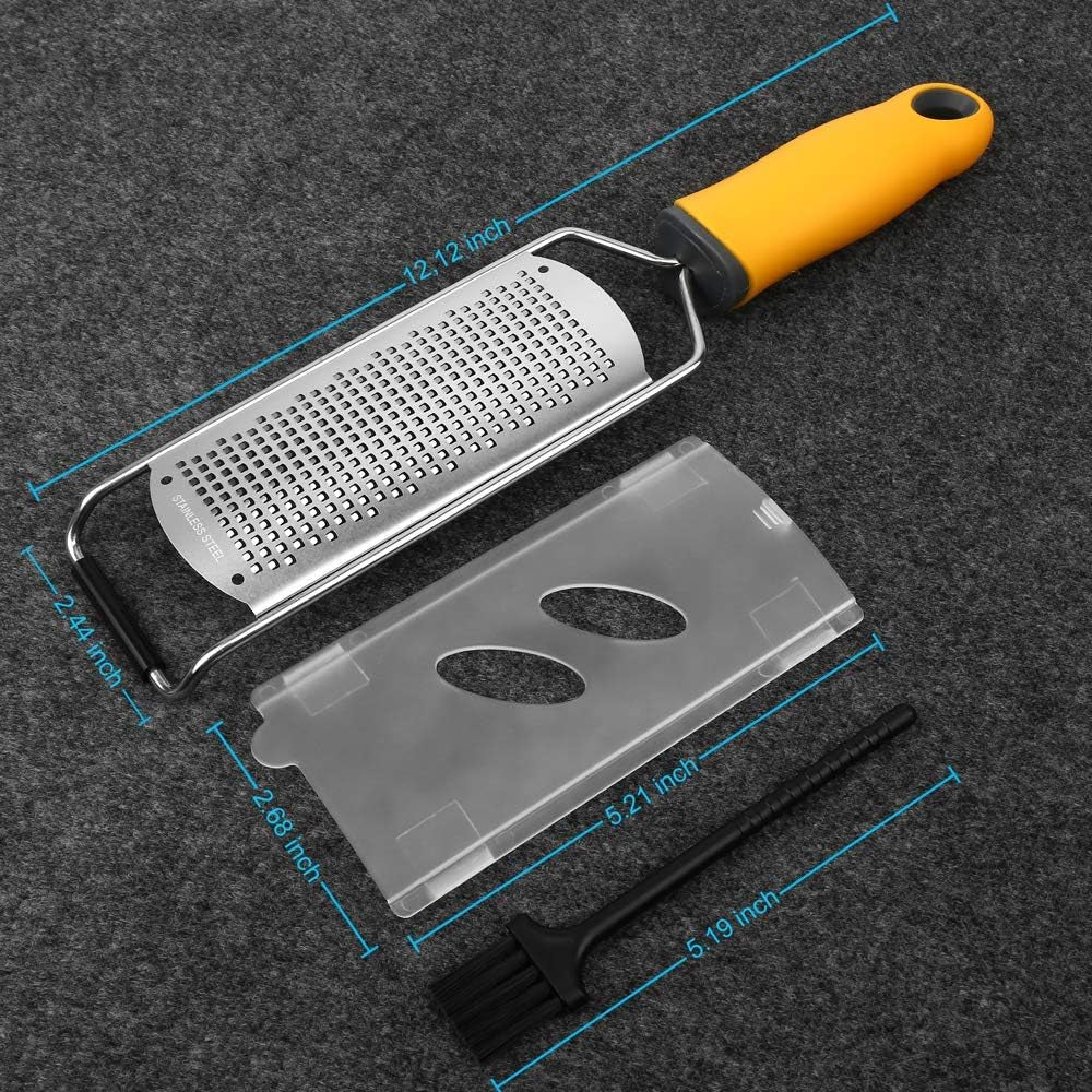 Pro Zester Grater, Lemon Parmesan Zester, Chocolate, with Razor-Sharp Stainless Steel Blade, Protective Cover and Cleaning Brush, Dishwasher Safe, by
