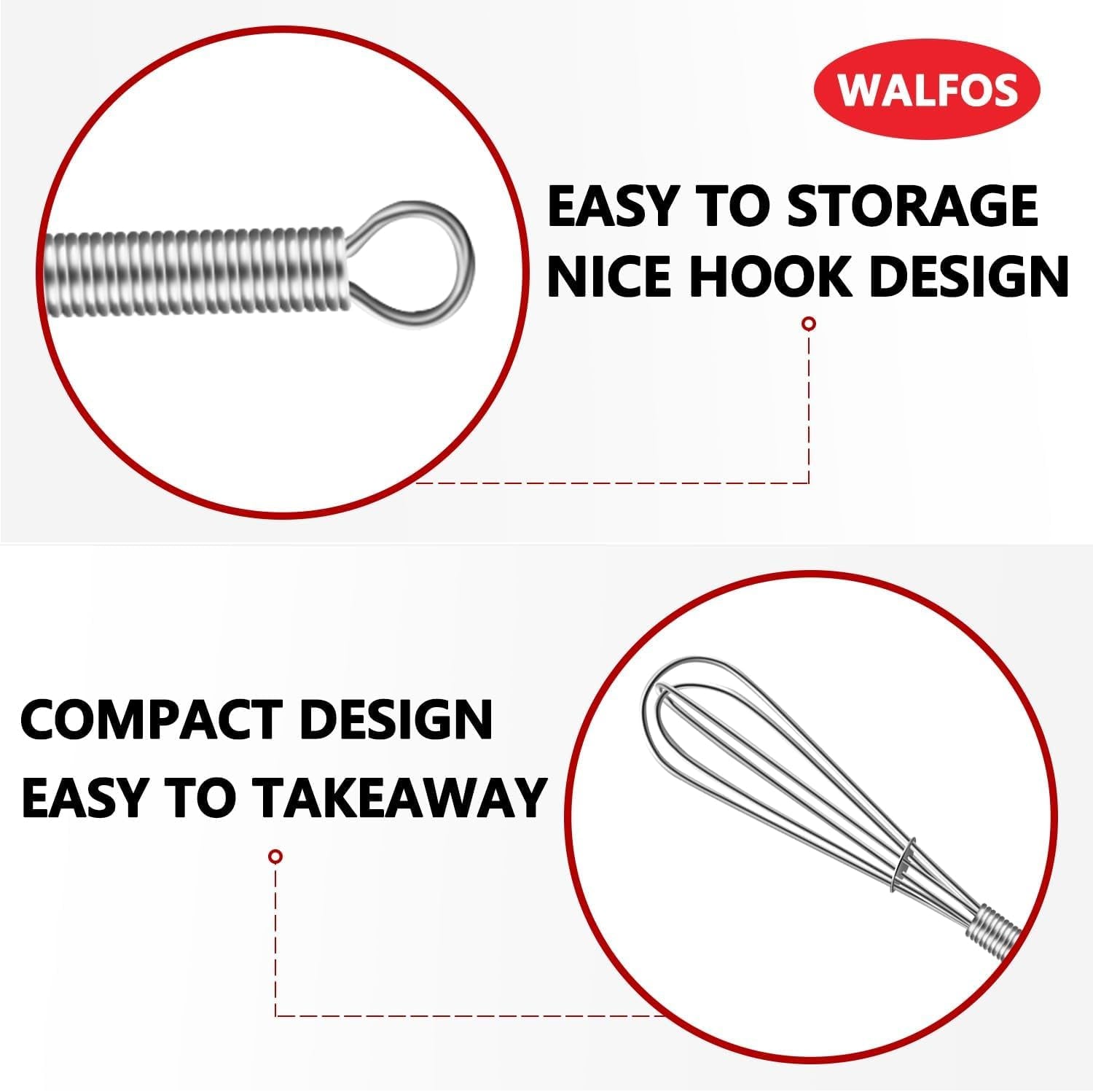 Mini Whisks, Small Whisk Bulk 304 Stainless Steel 6 Pieces, 5 Inch Tiny Whisk for Whisking, Beating Eggs, Mixing Sauces, Blending Ingredients