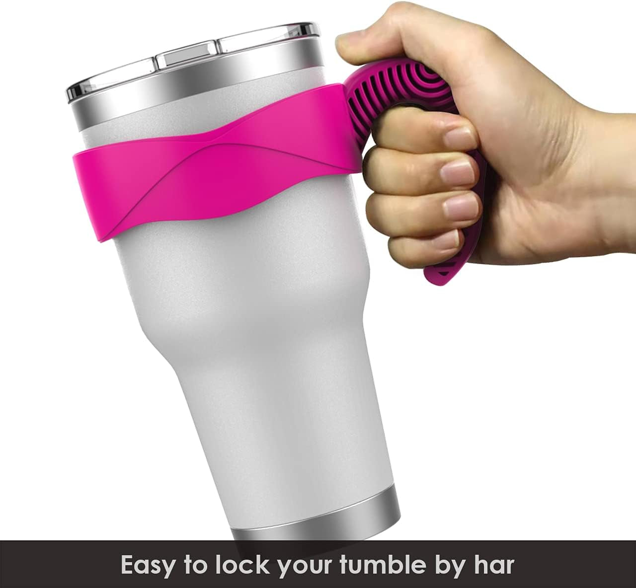 Tumbler Handle Fits for 30 OZ YETI Rambler,Rtic Mug-Previously Design,Sic,Ozark TRAIL & More Tumbler Travel Mug | BPA Free（Handle Only） (Rose Red)