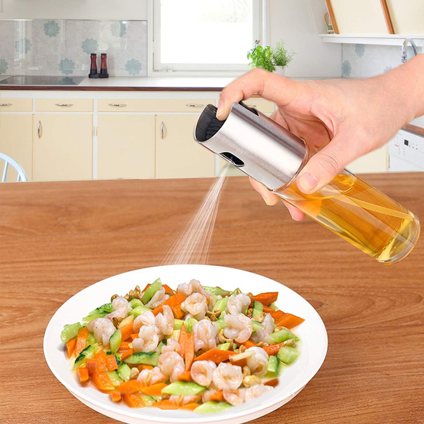 Oil Sprayer for Cooking, Olive Oil Sprayspray Bottle, 100Ml Salad Cooking Oil Dispenser, Glass Olive Spray Mister Used for Salad Making/Grilling/Kitchen Baking/Frying